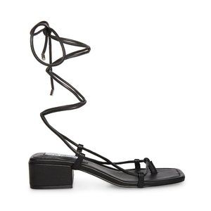 STEVE MADDEN CLAREMONT LACE UP SANDALS IN BLACK 1.5 INCH HEEL HIGHT SIZE 6